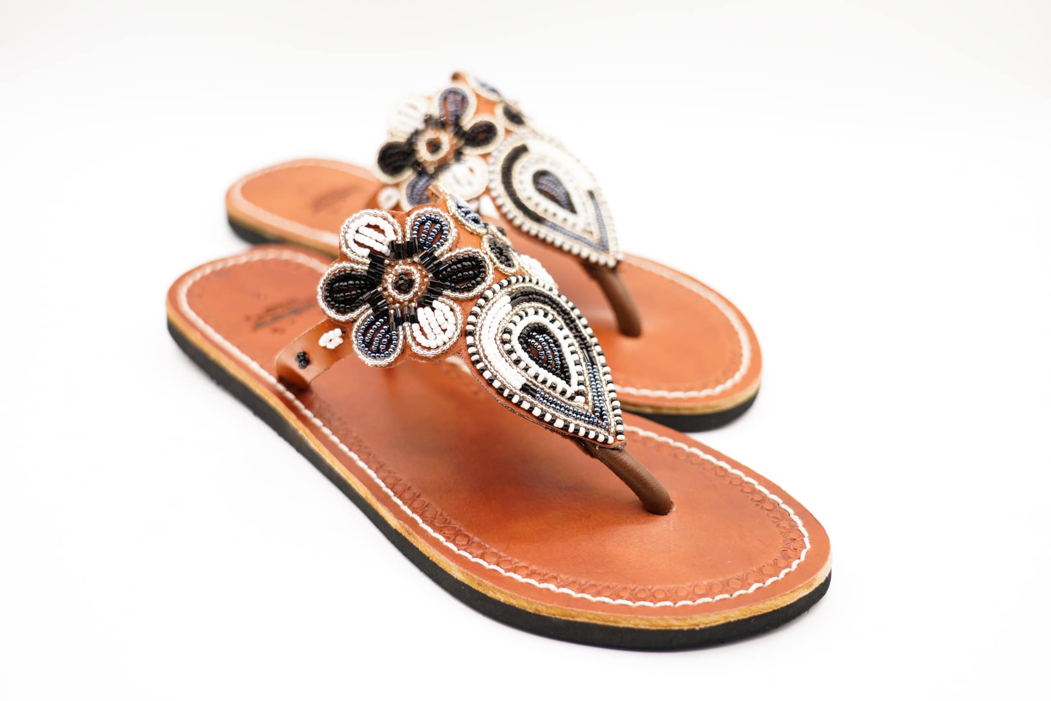 The Geneva Beaded Leather Sandal