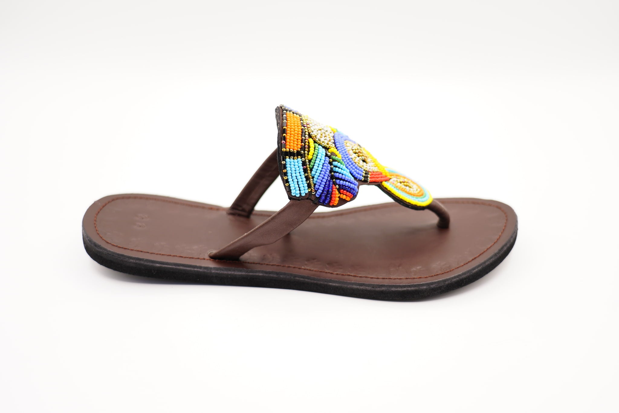 dark brown leather sandal profile