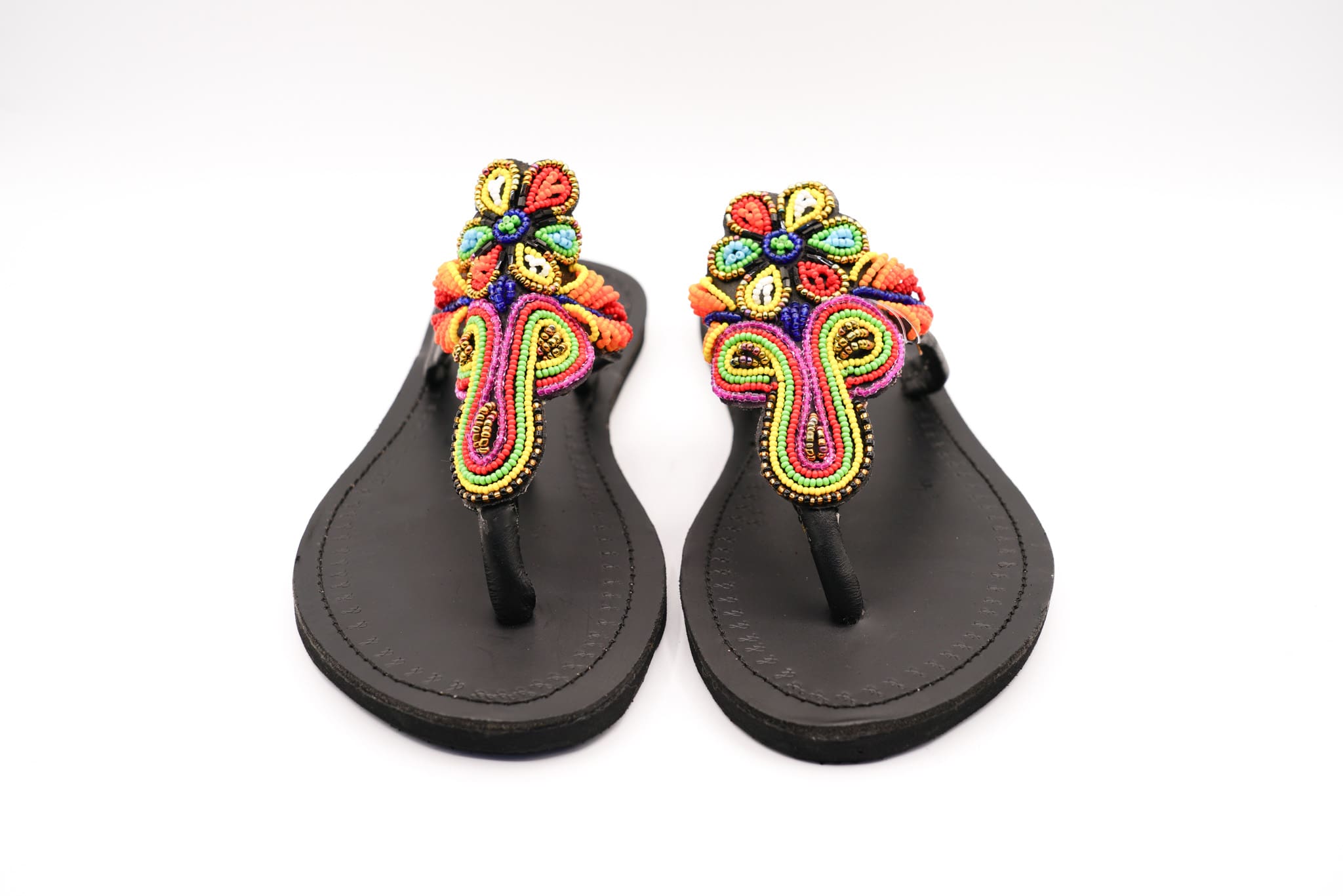 black beaded sandal front