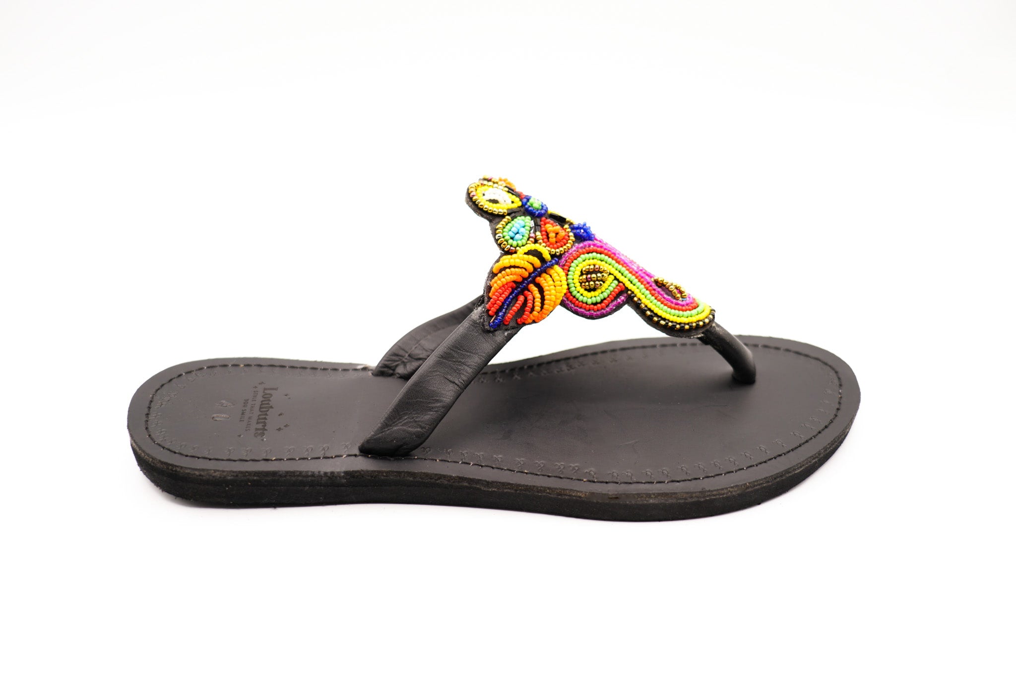 black colorful sandal profile