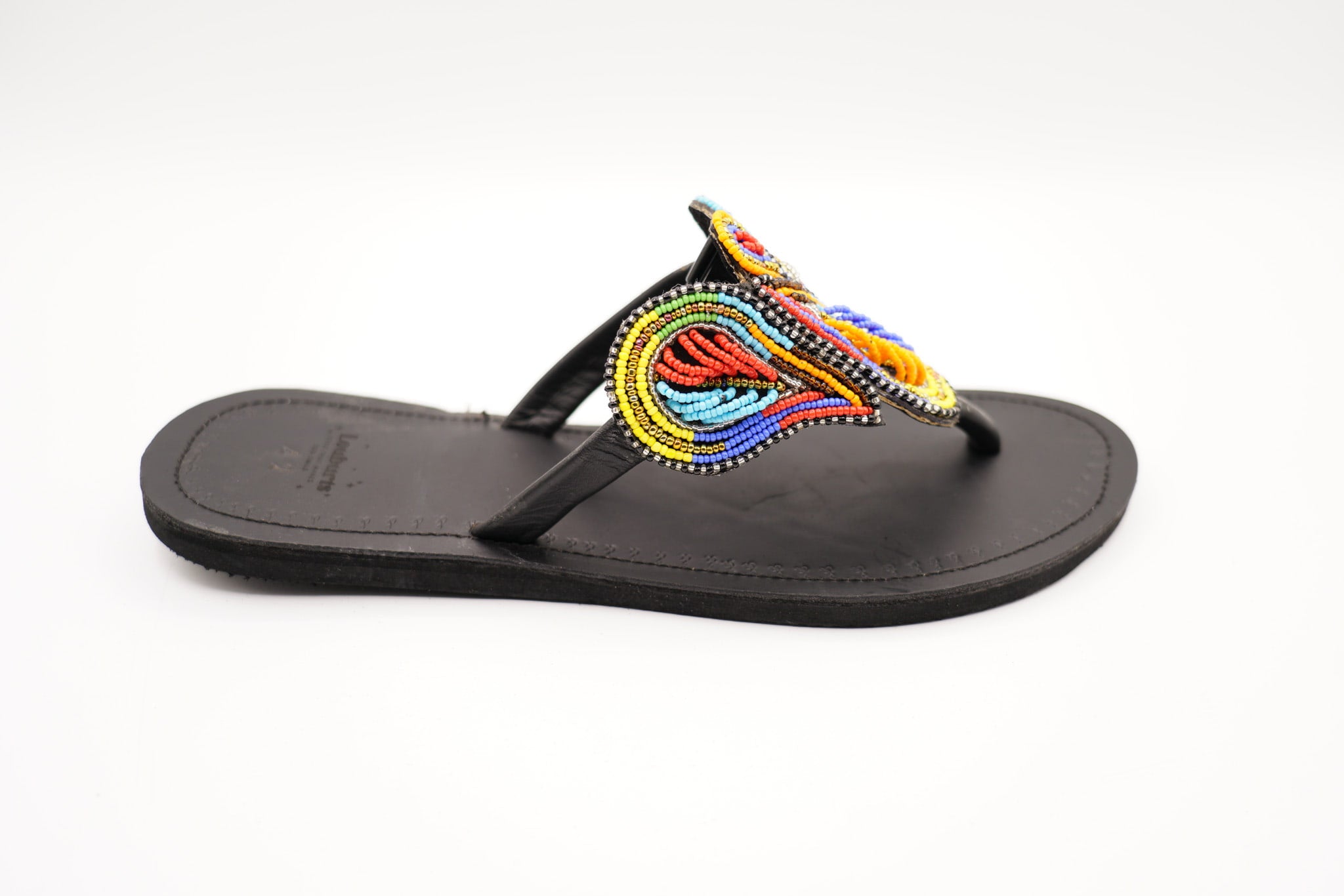 black leather sandal profile