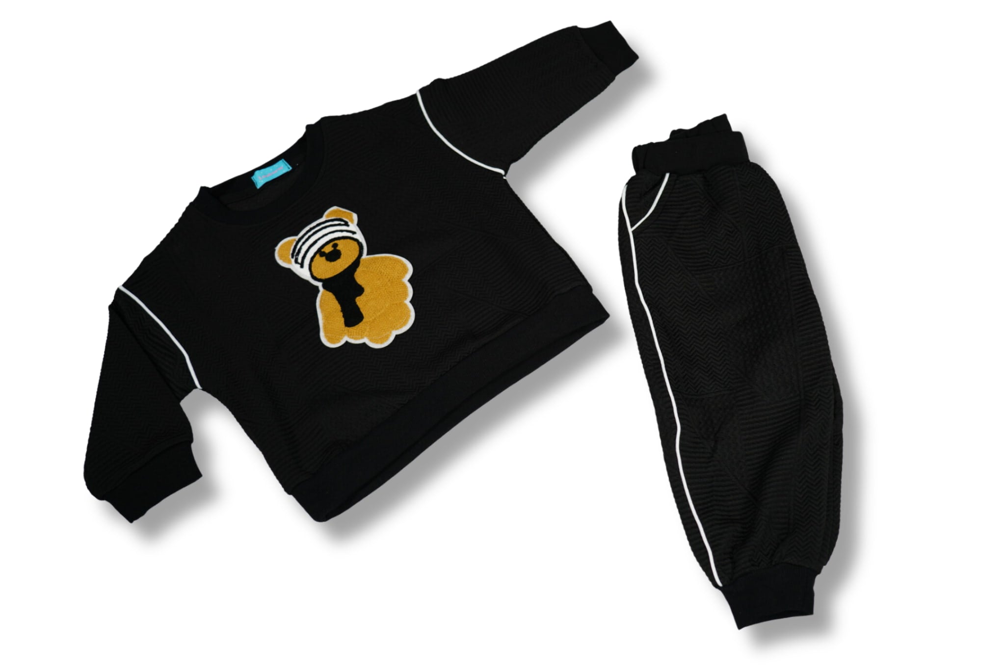 Teddy Bear Sweatshirt and Pants Set Black