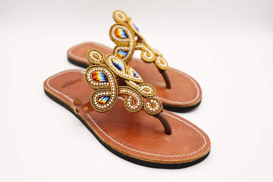 gold leather sandal side