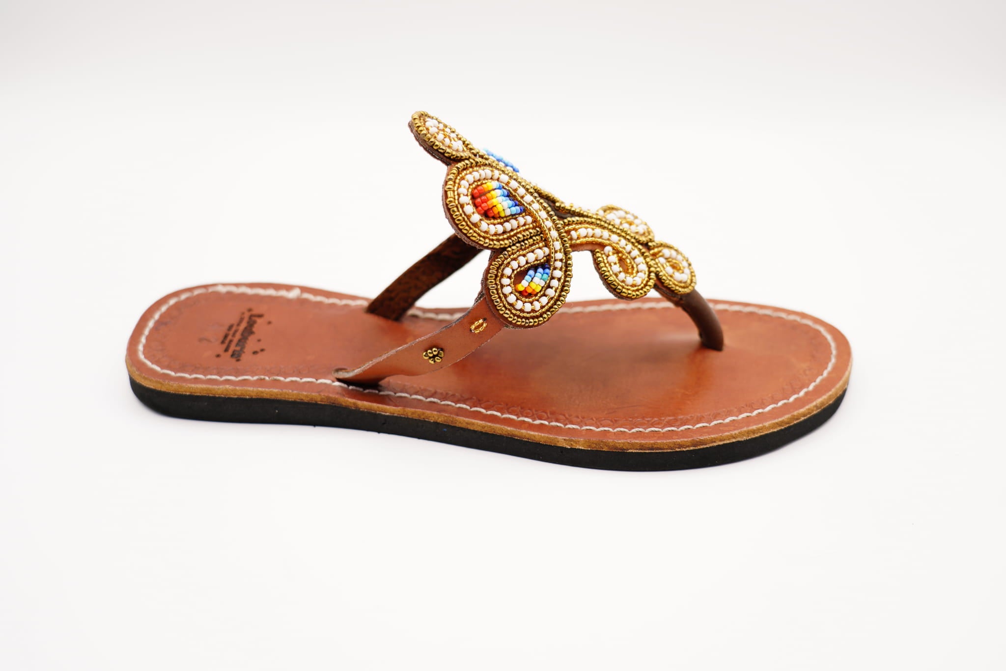 gold leather sandal profile