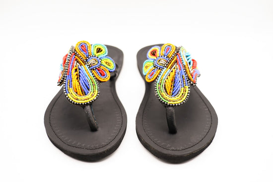 black beaded sandal front 