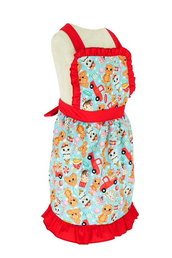 kids christmas aprons side view