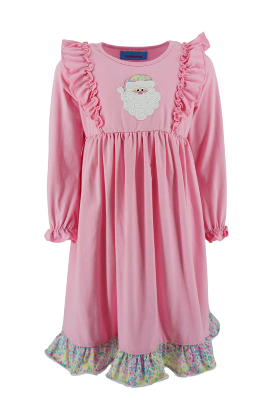 girls pink santa dress front